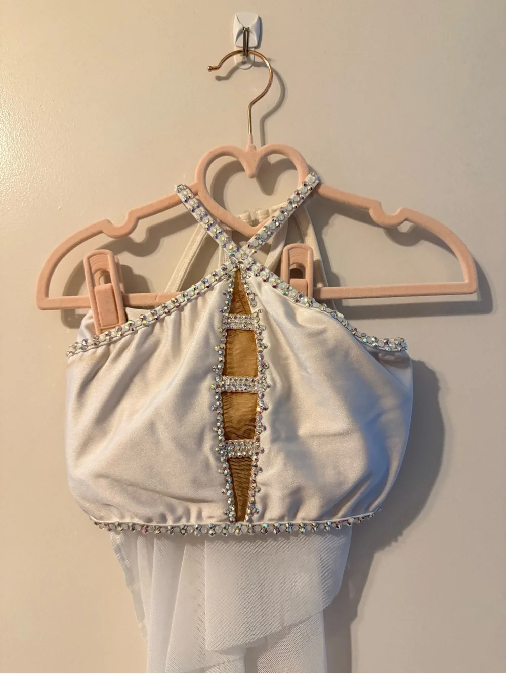 Sparkle Trim White Girls two-piece lyrical costume